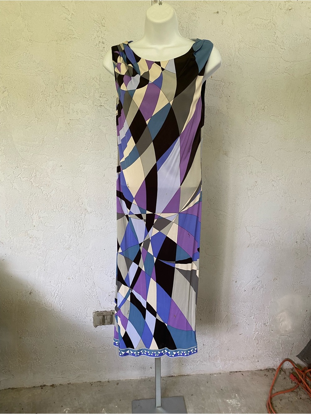 AUTHENTIC Emilio Pucci Geometric Print Sleeveless Midi Dress